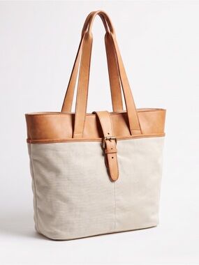 VINTAGE LL BEAN ICONIC CANVAS LEATHER TOTE BAG